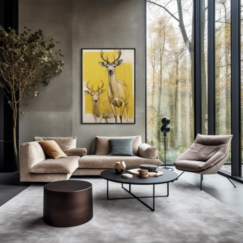 Постер на холсте Deer on yellow 75X105 CM