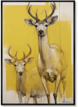 Постер на холсте Deer on yellow 75X105 CM