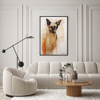 Постер на холсте Siamese cat in color 75X105 CM