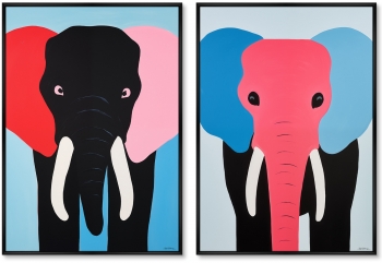 Набор из двух постеров на холсте The colorful elephants 75X105 / 75X105 CM