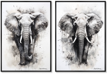 Набор из двух постеров на холсте Walking elephants 75X105 / 75X105 CM