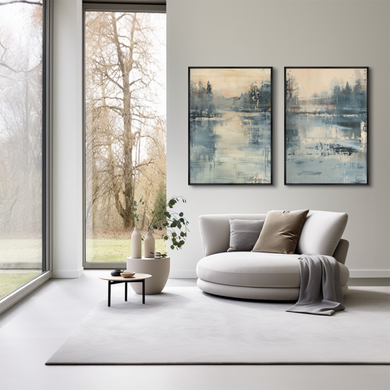 Композиция из двух репродукций картин на холсте Spring Floods in the Forest 75X105 / 75X105 CM 4