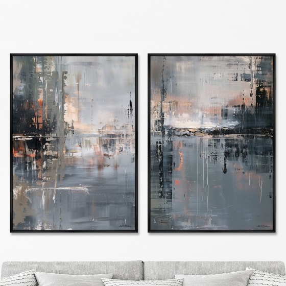 Композиция из двух репродукций картин на холсте Hail on the Water 75X105 / 75X105 CM 8