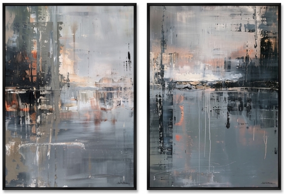 Композиция из двух репродукций картин на холсте Hail on the Water 75X105 / 75X105 CM 1