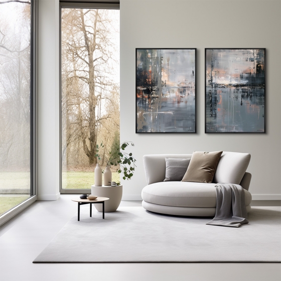 Композиция из двух репродукций картин на холсте Hail on the Water 75X105 / 75X105 CM 4