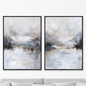 Набор из 2-х репродукций картин на холсте Зимний пейзаж, 2025г.