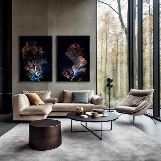 Композиция из двух репродукций картин на холсте Coral Symphony in the Color of Night 75X105 / 75X105 CM 4