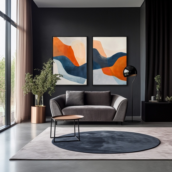 Композиция из двух репродукций картин на холсте  Закат в спектре Sunset in the Spectrum 75X105 / 75X105 CM 4