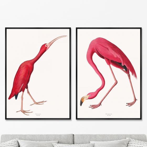 Композиция из двух репродукций картин на холсте Pink Birds 75X105 / 75X105 CM 8