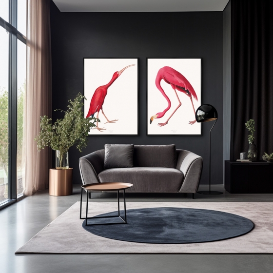 Композиция из двух репродукций картин на холсте Pink Birds 75X105 / 75X105 CM 4