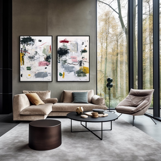 Композиция из двух репродукций картин на холсте Color Construction 75X105 / 75X105 CM 4