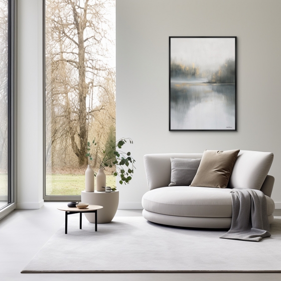 Репродукция картины на холсте Туманное утро на озере, No 1, 2025г. 3