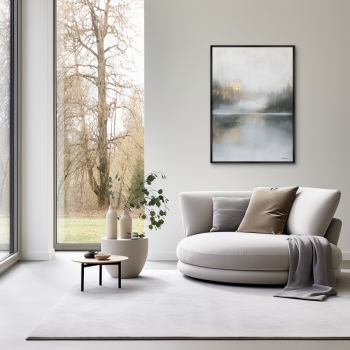 Репродукция картины на холсте Foggy Morning on the Lake 75X105 CM