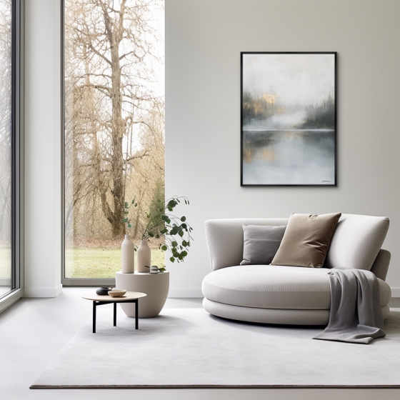 Репродукция картины на холсте Туманное утро на озере, No 2, 2025г. 3