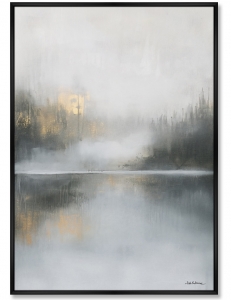 Репродукция картины на холсте Foggy Morning on the Lake 75X105 CM