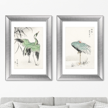 Набор из двух постеров в раме White-Naped Cranes 51X71 / 51X71 CM