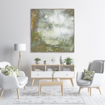 Репродукция на холсте Lake deep in the jungle 105X105 CM