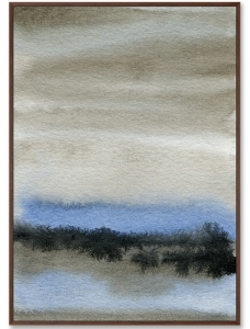 Постер на холсте Autumn sky forest and river 75X105 CM