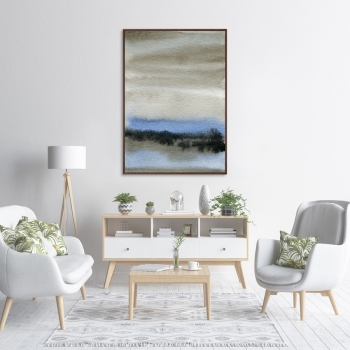 Постер на холсте Autumn sky forest and river 75X105 CM