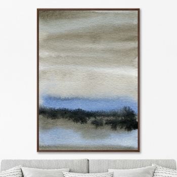 Постер на холсте Autumn sky forest and river 75X105 CM