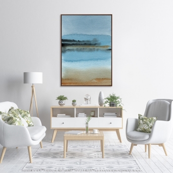 Постер Sandy lakeshore in the morning mist 75X105 CM