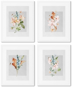 Комплект постеров Floral set in pale shades No9 42X52 / 42X52 / 42X52 / 42X52 CM