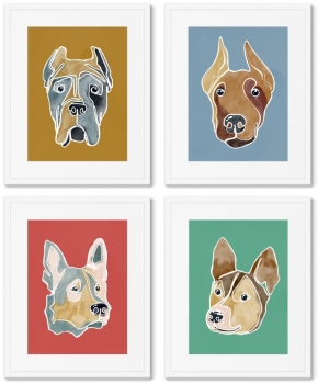 Набор постеров Happy dogs No4 42X52 / 42X52 / 42X52 / 42X52 CM
