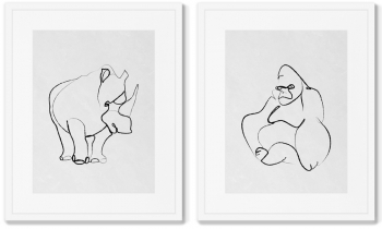 Диптих Gorilla and Rhino 42X52 / 42X52 CM