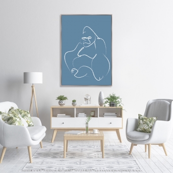 Репродукция на холсте Gorilla on blue 75X105 CM