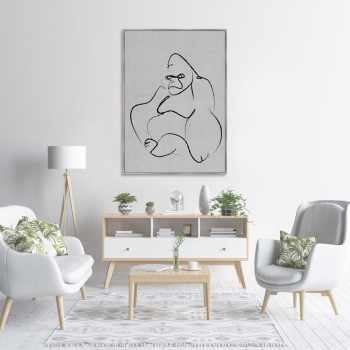 Репродукция на холсте Gorilla on gray 75X105 CM