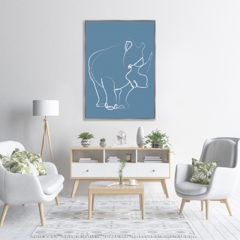Репродукция на холсте Rhino on blue 75X105 CM