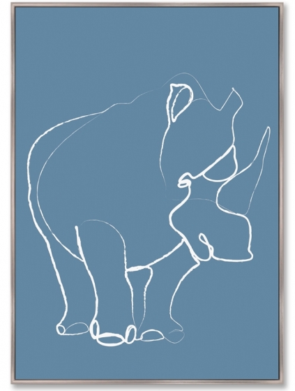 Репродукция на холсте Rhino on blue 75X105 CM 1