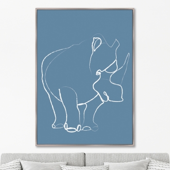 Репродукция на холсте Rhino on blue 75X105 CM
