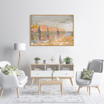Постер на холсте Dachas On The River Bank 105X75 CM