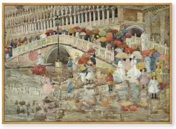 Постер на холсте Umbrellas in the Rain 105X75 CM