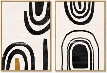 Диптих на холсте The curved geometric vibes 75X105 / 75X105 CM