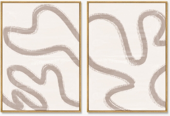 Диптих на холсте The curved geometric vibes 75X105 / 75X105 CM