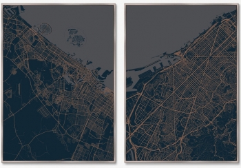 Диптих на холсте Underground Barcelona and Dubai 75X105 / 75X105 CM
