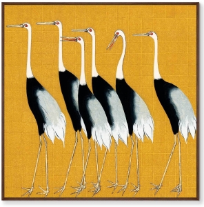 Постер на холсте A flock of beautiful Japanese red crown crane 105X105 CM