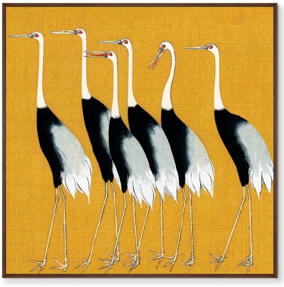 Постер на холсте A flock of beautiful Japanese red crown crane 105X105 CM 1