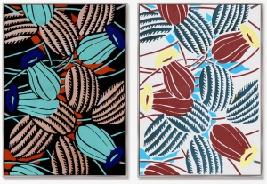Диптих Vintage flower patterns elegant Art Nouveau 75X105 / 75X105 CM