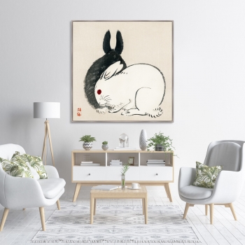 Постер Black and white rabbits 105X105 CM