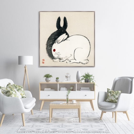 Постер Black and white rabbits 105X105 CM 3