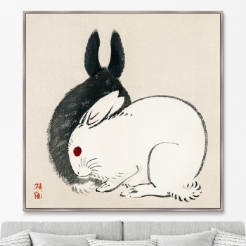 Постер Black and white rabbits 105X105 CM