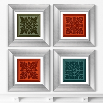 Набор из 4-х картин Floral pattern 36X36 / 36X36 / 36X36 / 36X36 CM