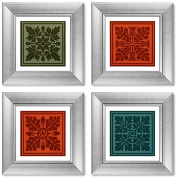 Набор из 4-х картин Floral pattern 36X36 / 36X36 / 36X36 / 36X36 CM