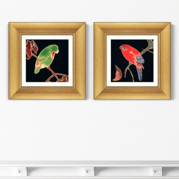 Диптих Red and Green Parrots 36X36 / 36X36 CM