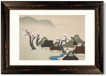 Village with cherry blossoms 71X51 CM
