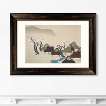Village with cherry blossoms 71X51 CM