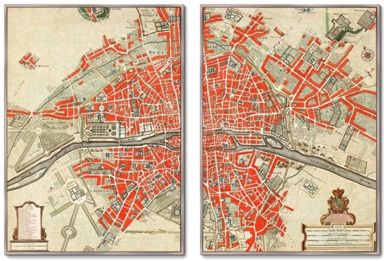 Диптих Map of Paris 75X105 / 75X105 CM 1